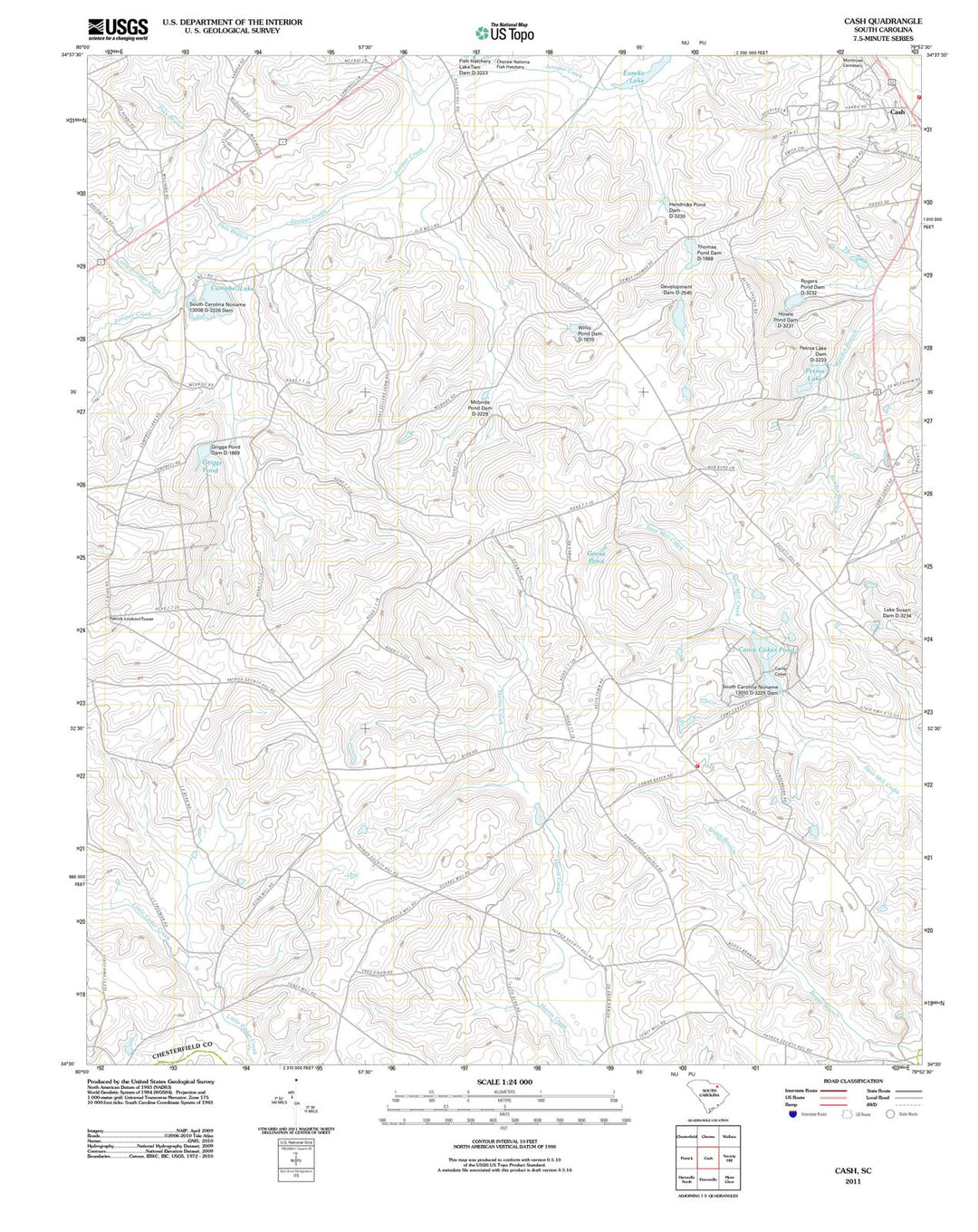 2011 Cash, SC - South Carolina - USGS Topographic Map