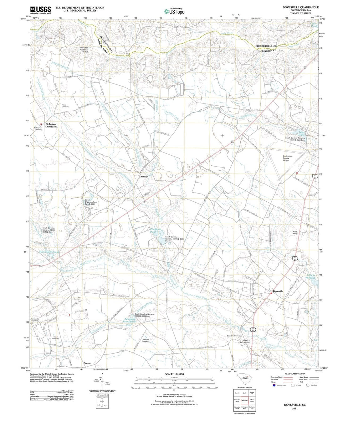 2011 Dovesville, SC - South Carolina - USGS Topographic Map