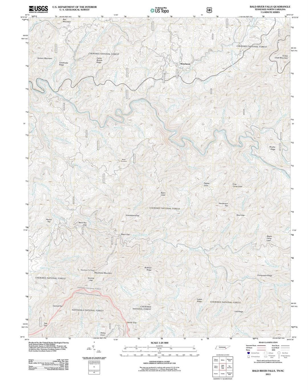 2011 Bald River Falls, TN - Tennessee - USGS Topographic Map