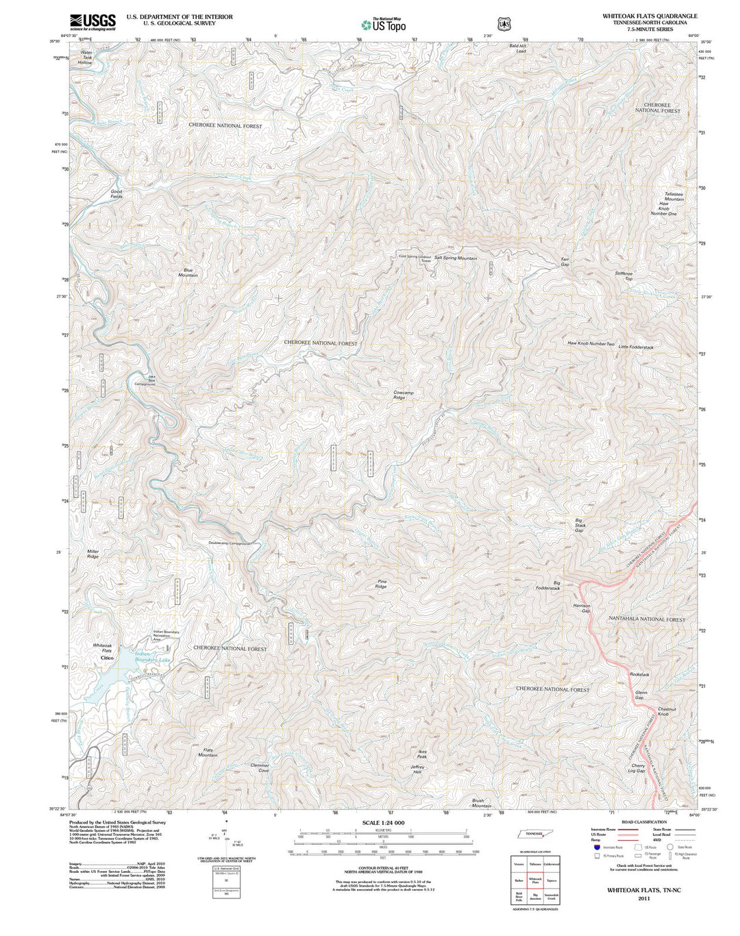2011 Whiteoak Flats, TN - Tennessee - USGS Topographic Map