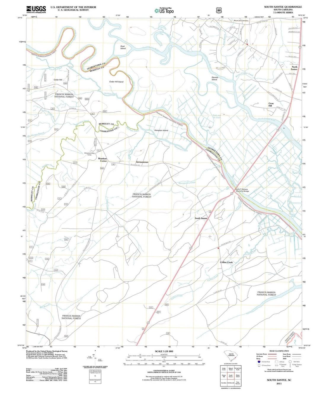 2011 South Santee, SC - South Carolina - USGS Topographic Map