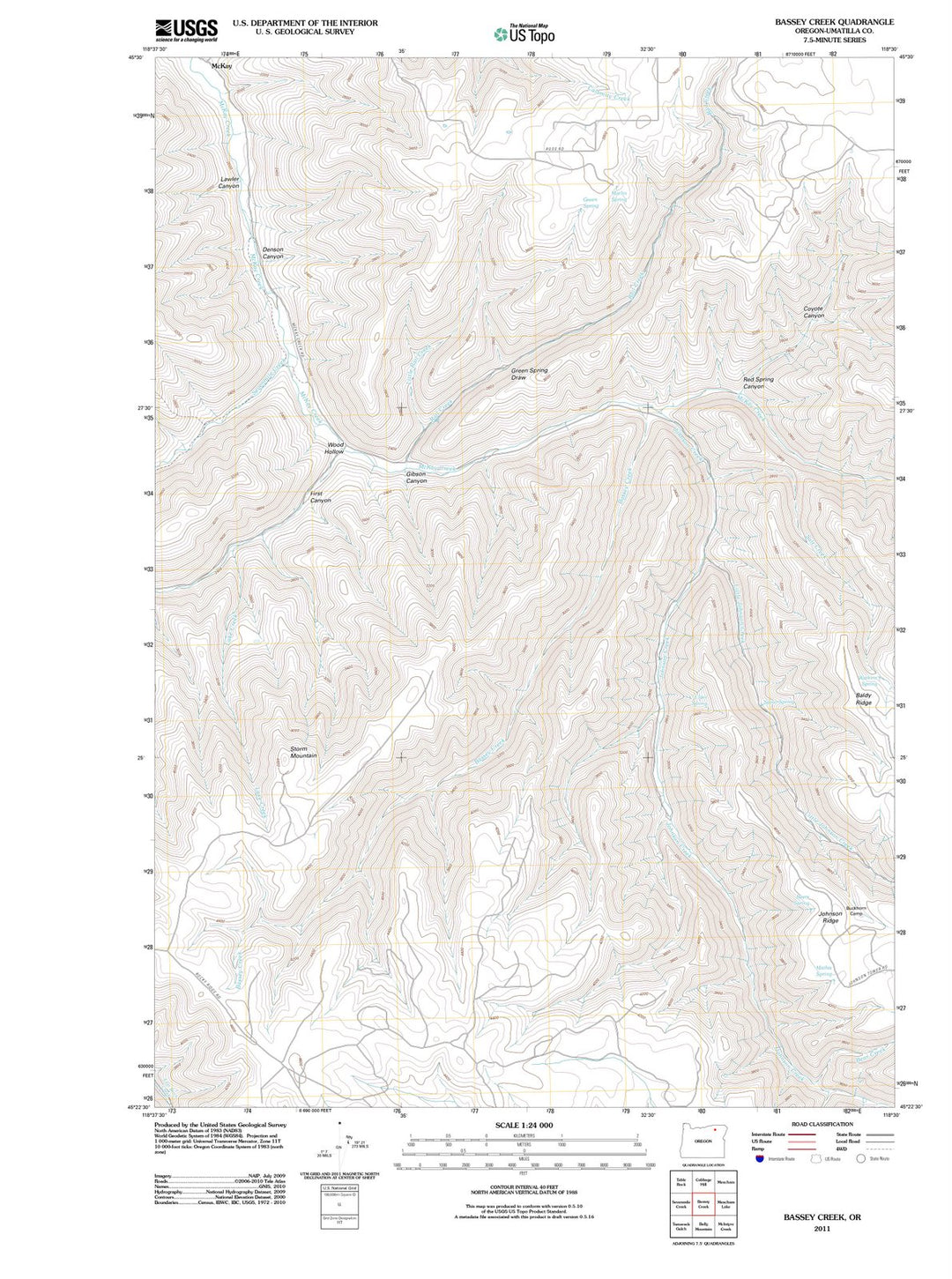 2011 Bassey Creek, OR - Oregon - USGS Topographic Map