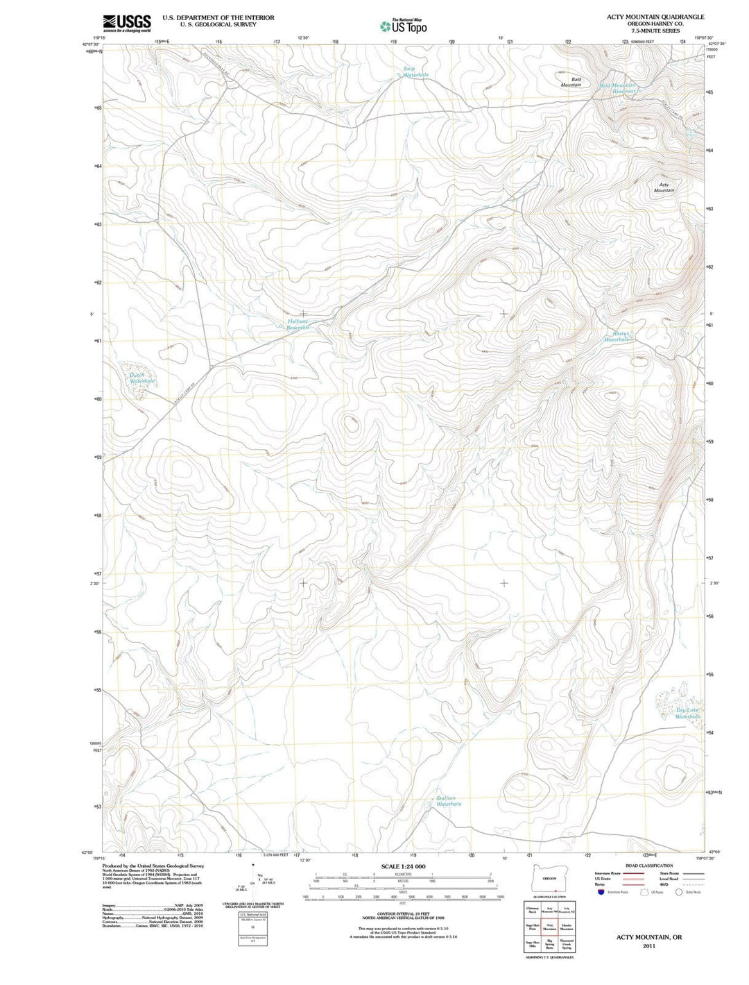 2011 Acty Mountain, OR - Oregon - USGS Topographic Map