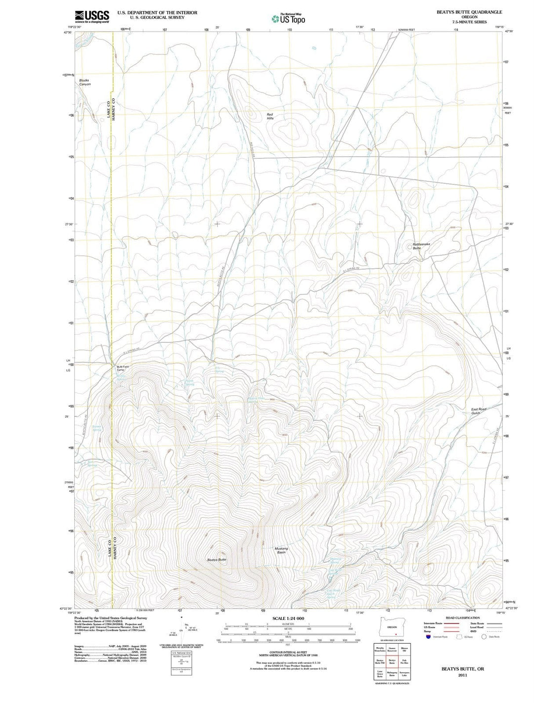 2011 Beatys Butte, OR - Oregon - USGS Topographic Map