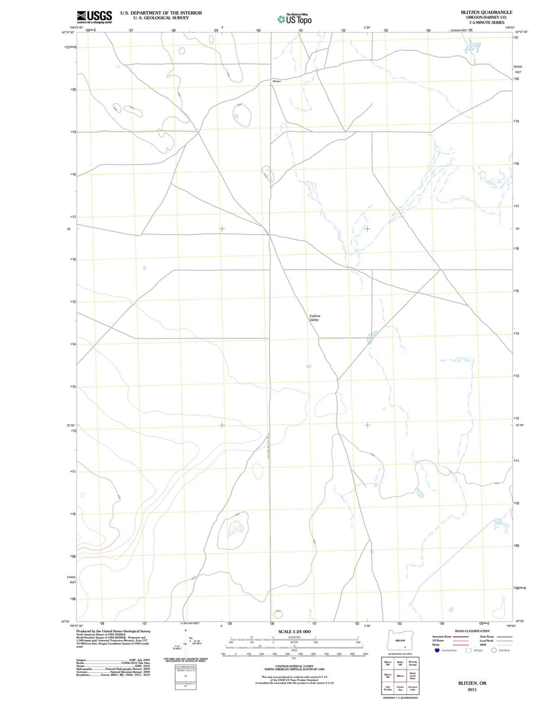 2011 Blitzen, OR - Oregon - USGS Topographic Map