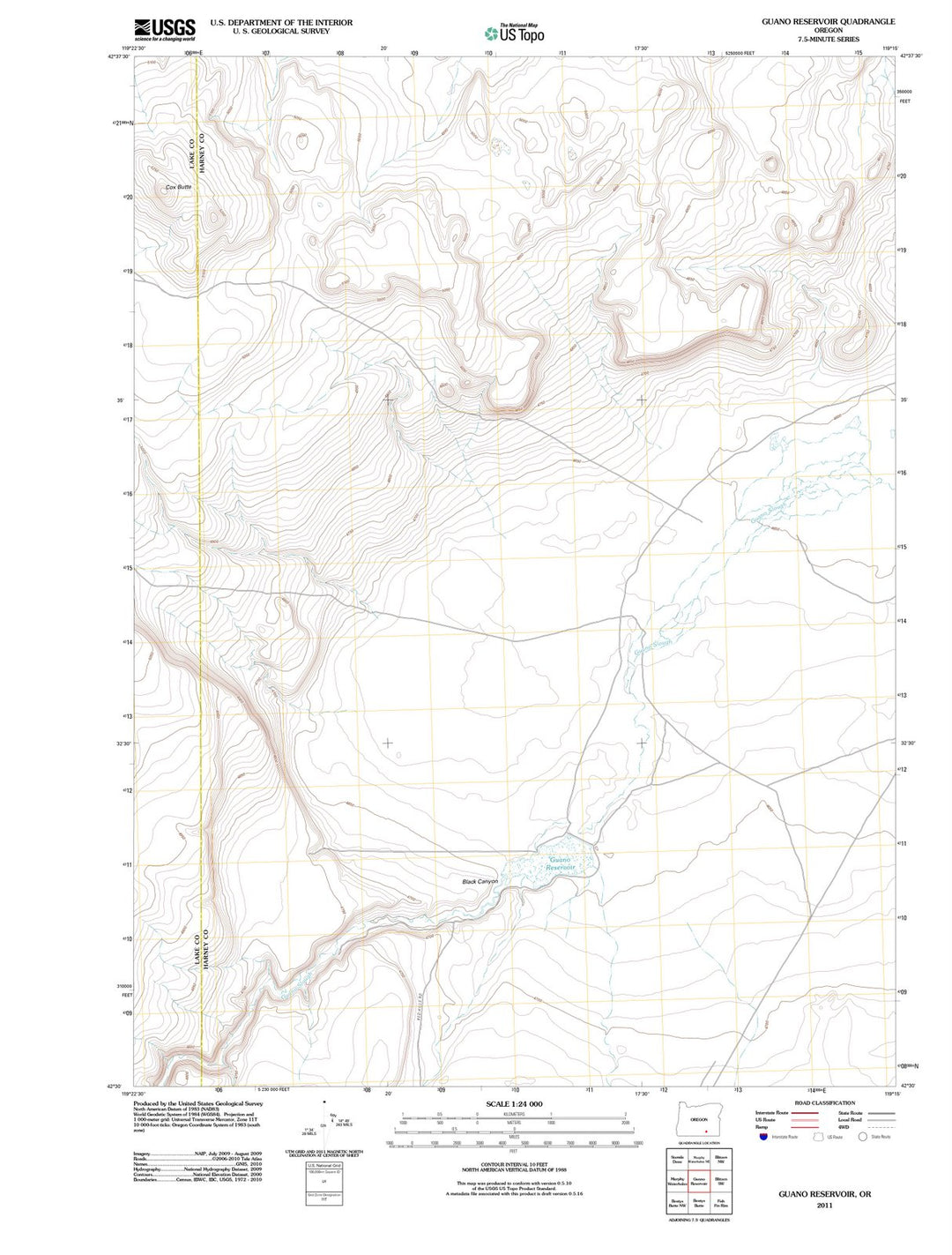 2011 Guano Reservoir, OR - Oregon - USGS Topographic Map