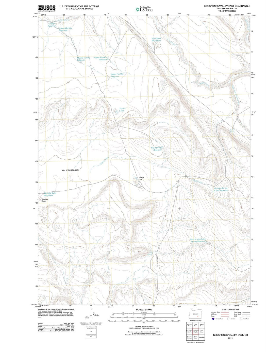 2011 Keg Springs Valley East, OR - Oregon - USGS Topographic Map