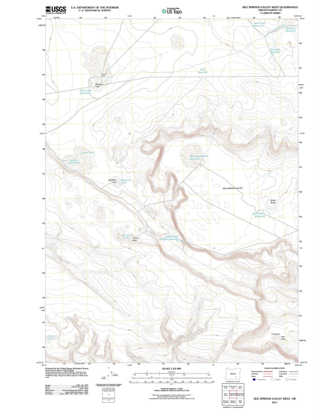 2011 Keg Springs Valley West, OR - Oregon - USGS Topographic Map