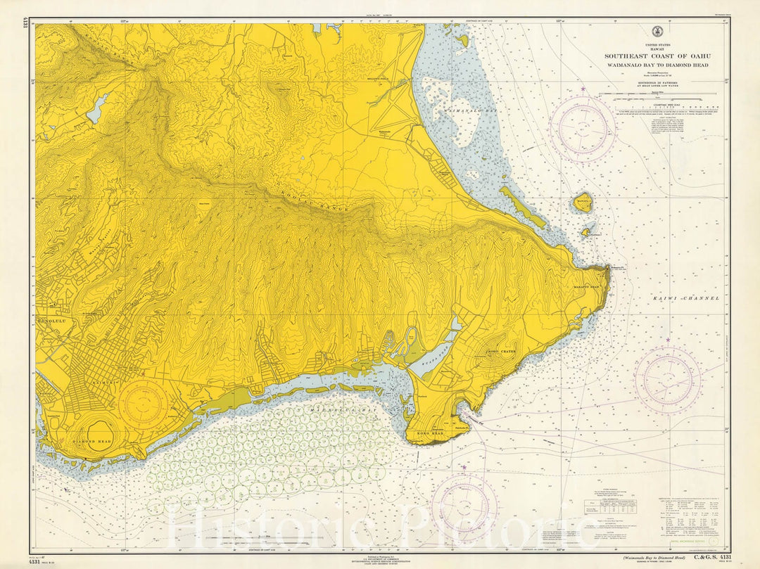 Historic Nautical Map - Oahu, Makapuu Pt. To Diamond Head, 1967 NOAA Chart - Hawaii (HI) - Vintage Wall Art