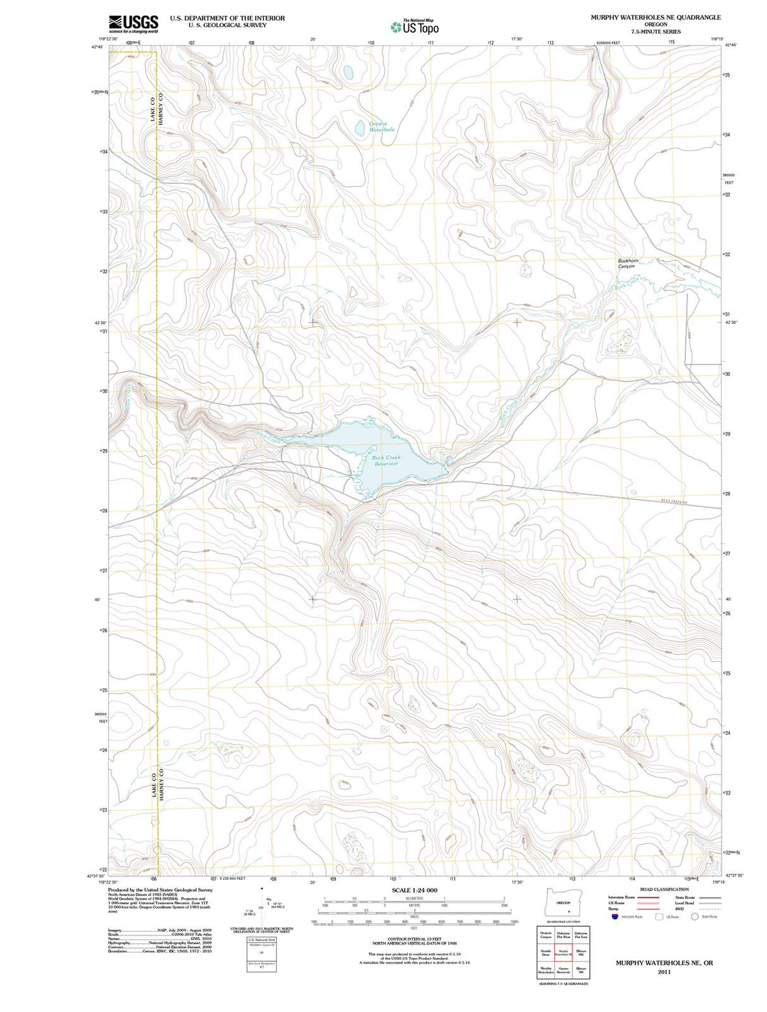 2011 Murphy Waterholes, OR - Oregon - USGS Topographic Map