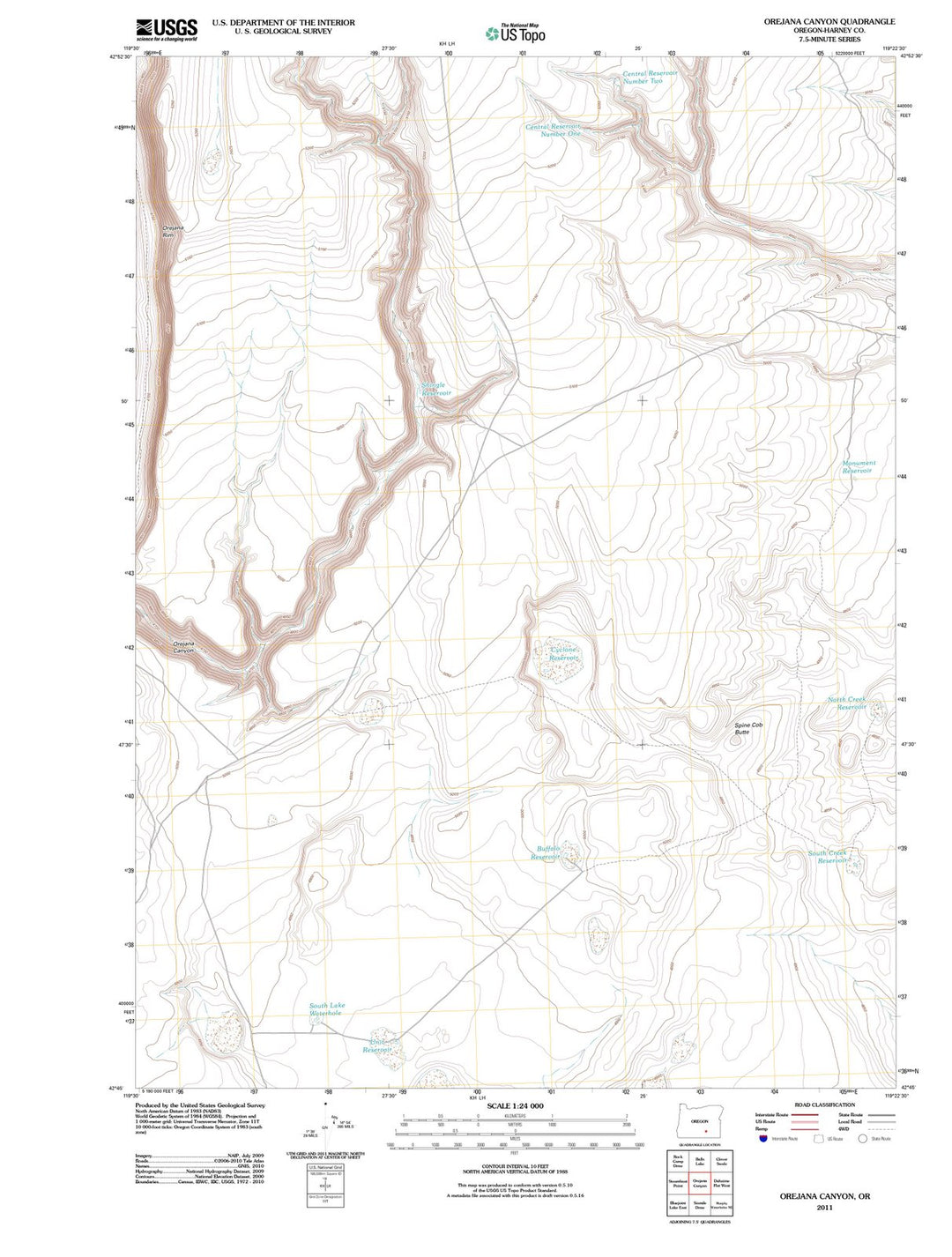 2011 Orejana Canyon, OR - Oregon - USGS Topographic Map