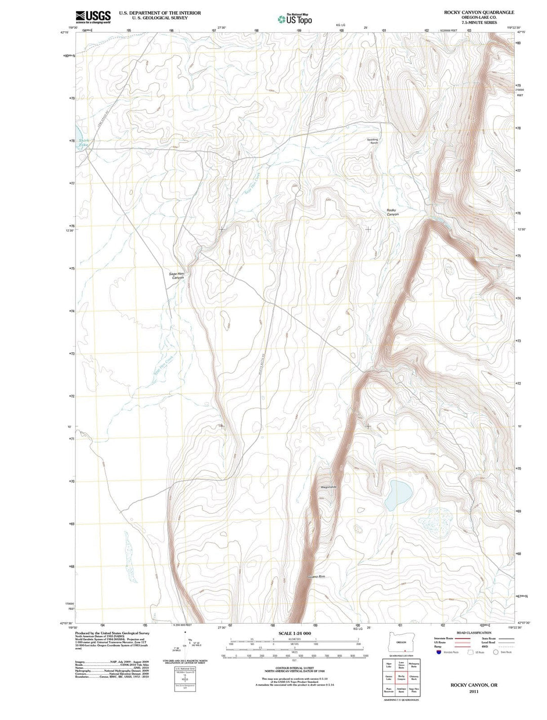 2011 Rocky Canyon, OR - Oregon - USGS Topographic Map