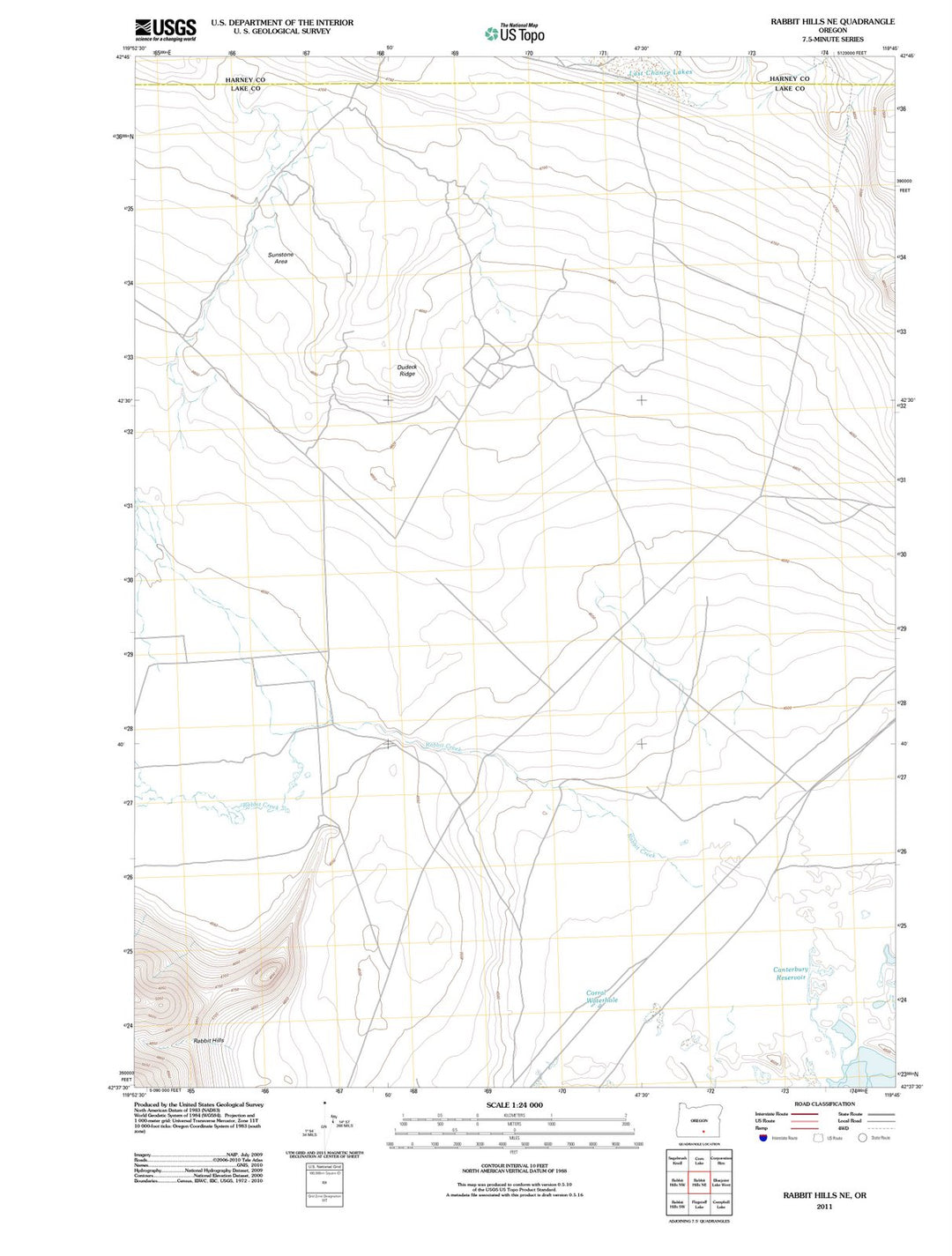 2011 Rabbit Hills, OR - Oregon - USGS Topographic Map