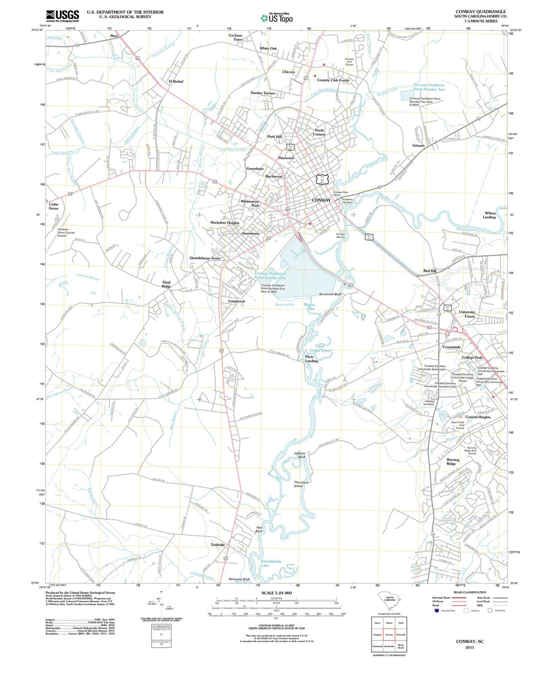 2011 Conway, SC - South Carolina - USGS Topographic Map
