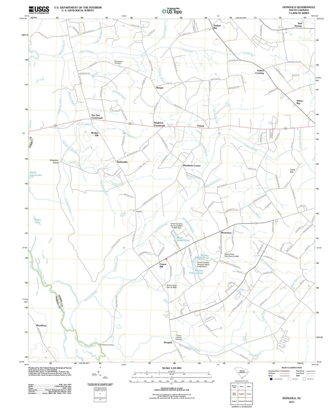 2011 Dongola, SC - South Carolina - USGS Topographic Map