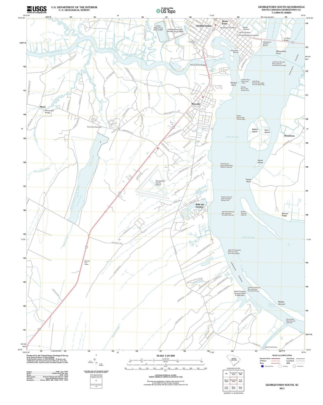 2011 Georgetown South, SC - South Carolina - USGS Topographic Map