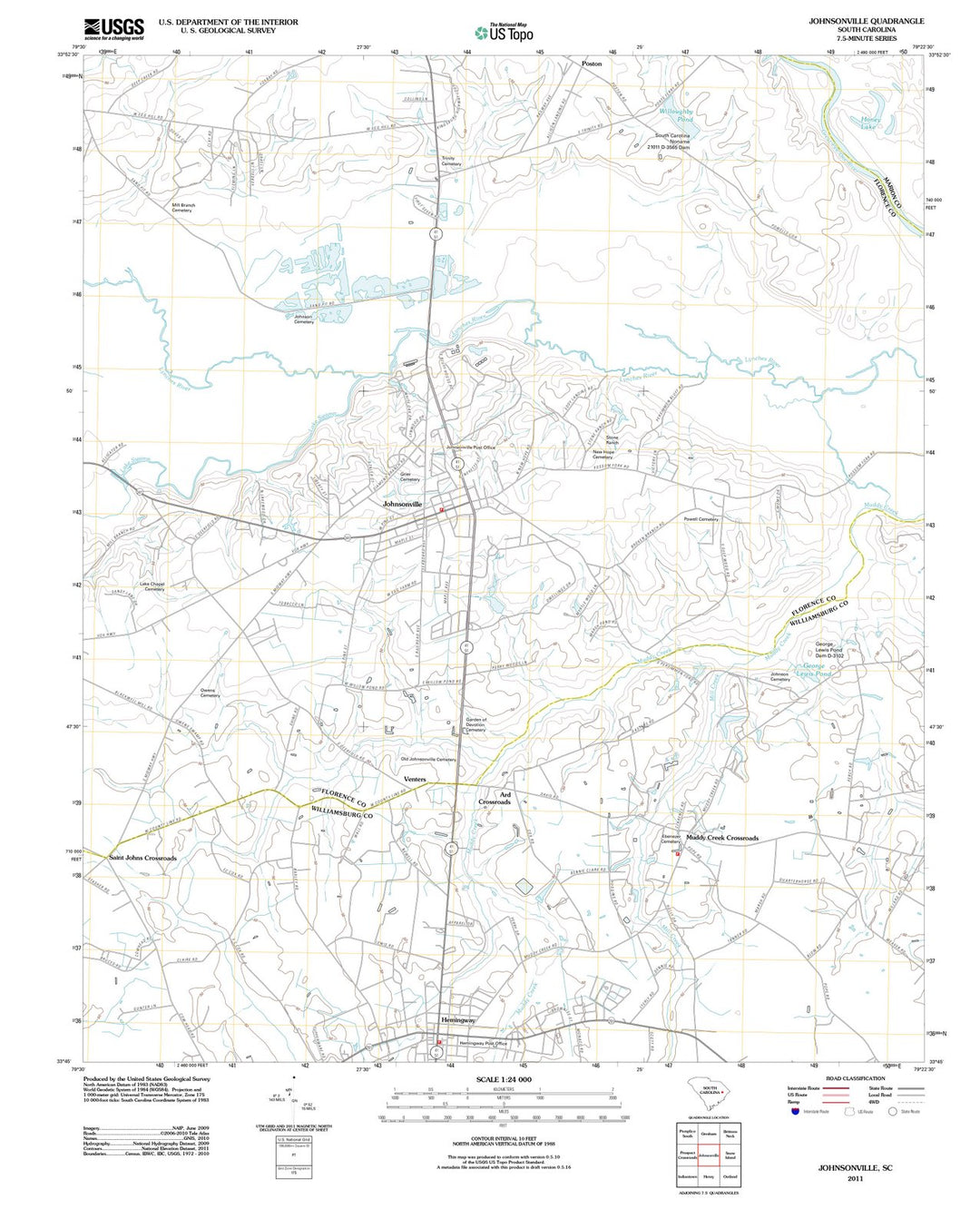 2011 Johnsonville, SC - South Carolina - USGS Topographic Map
