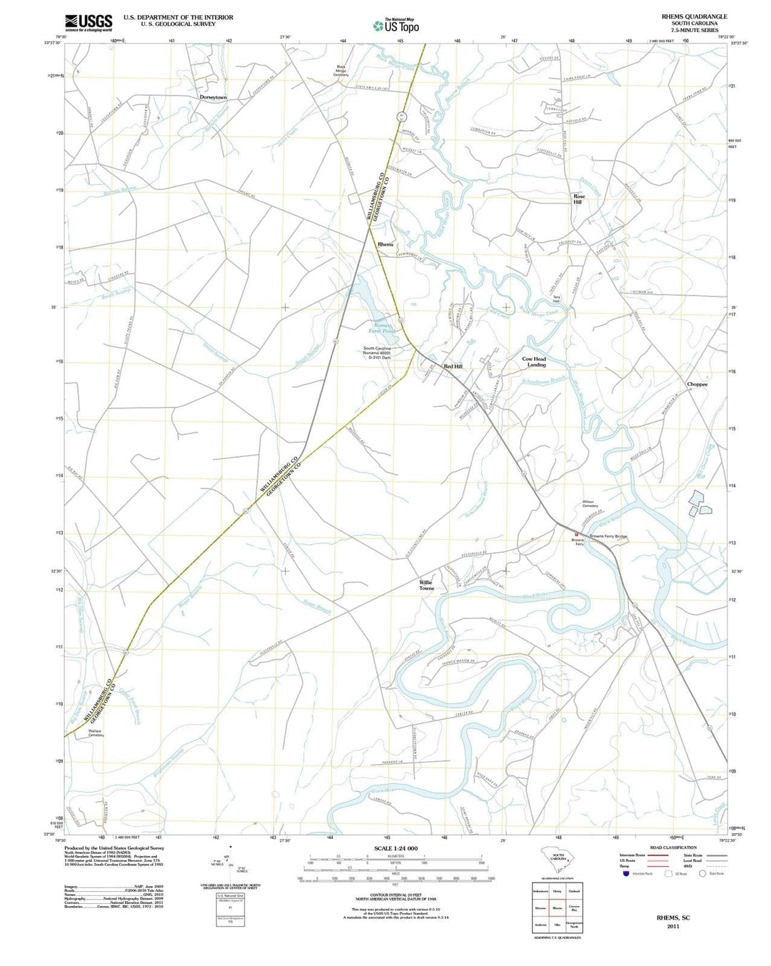 2011 Rhems, SC - South Carolina - USGS Topographic Map