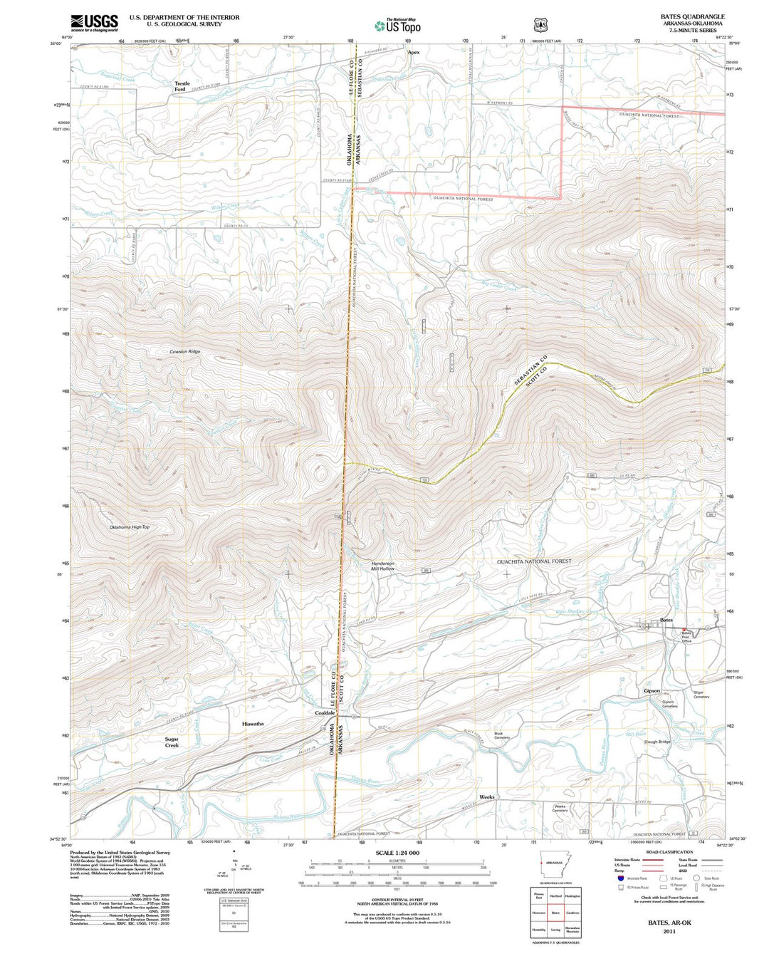 2011 Bates, AR - Arkansas - USGS Topographic Map