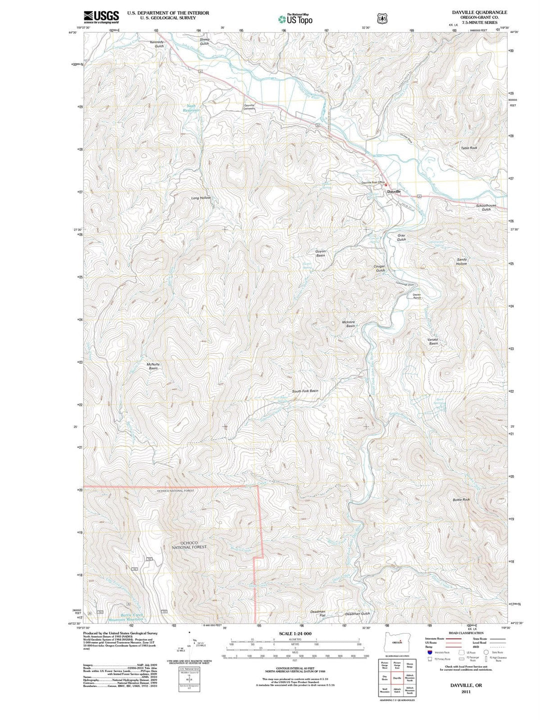 2011 Dayville, OR - Oregon - USGS Topographic Map