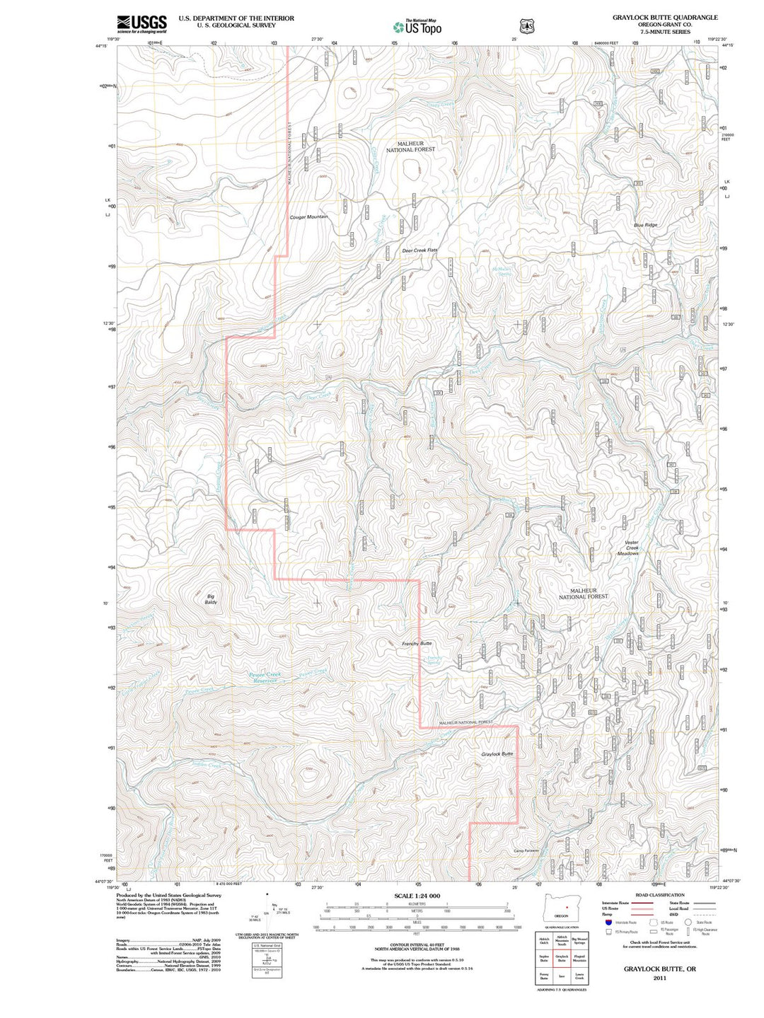 2011 Graylock Butte, OR - Oregon - USGS Topographic Map