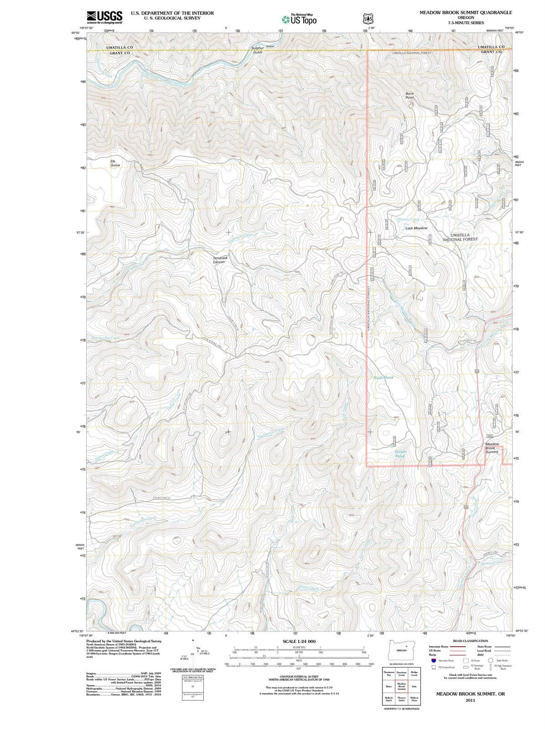 2011 Meadow Brook Summit, OR - Oregon - USGS Topographic Map