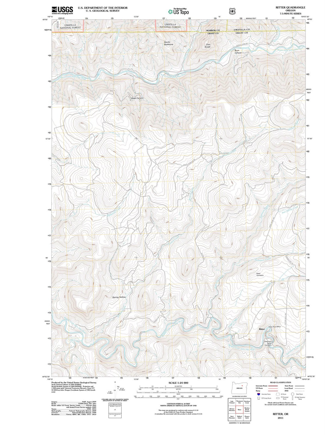 2011 Ritter, OR - Oregon - USGS Topographic Map