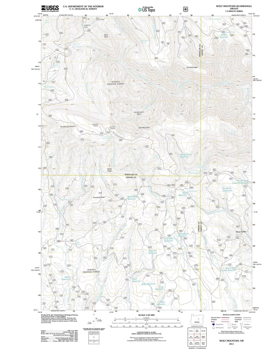 2011 Wolf Mountain, OR - Oregon - USGS Topographic Map