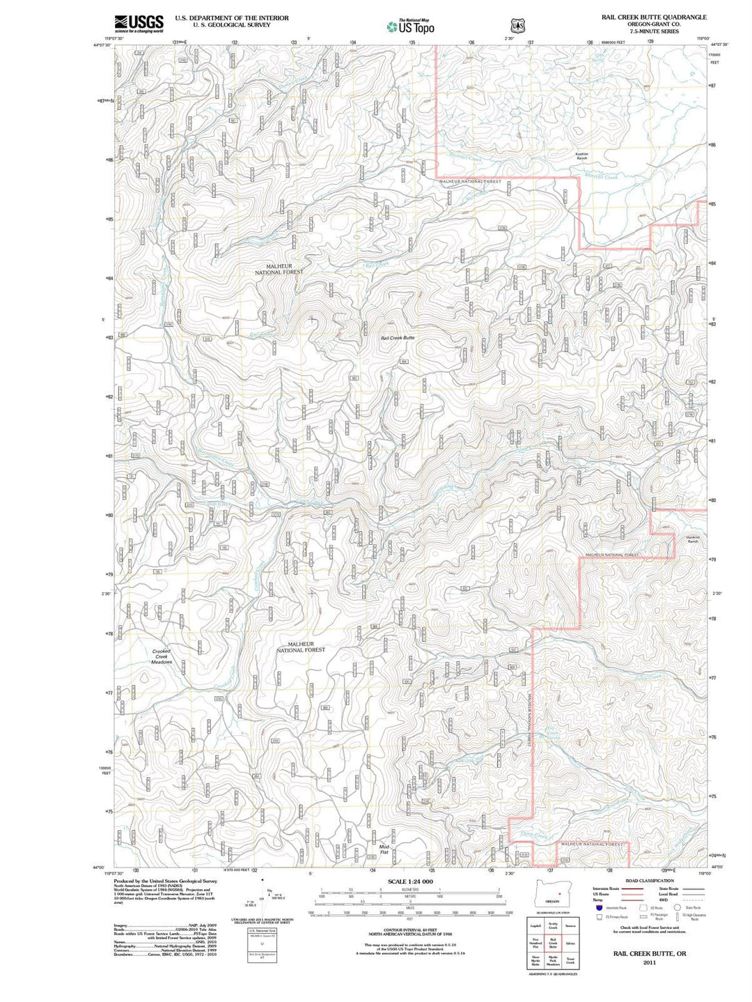 2011 Rail Creek Butte, OR - Oregon - USGS Topographic Map