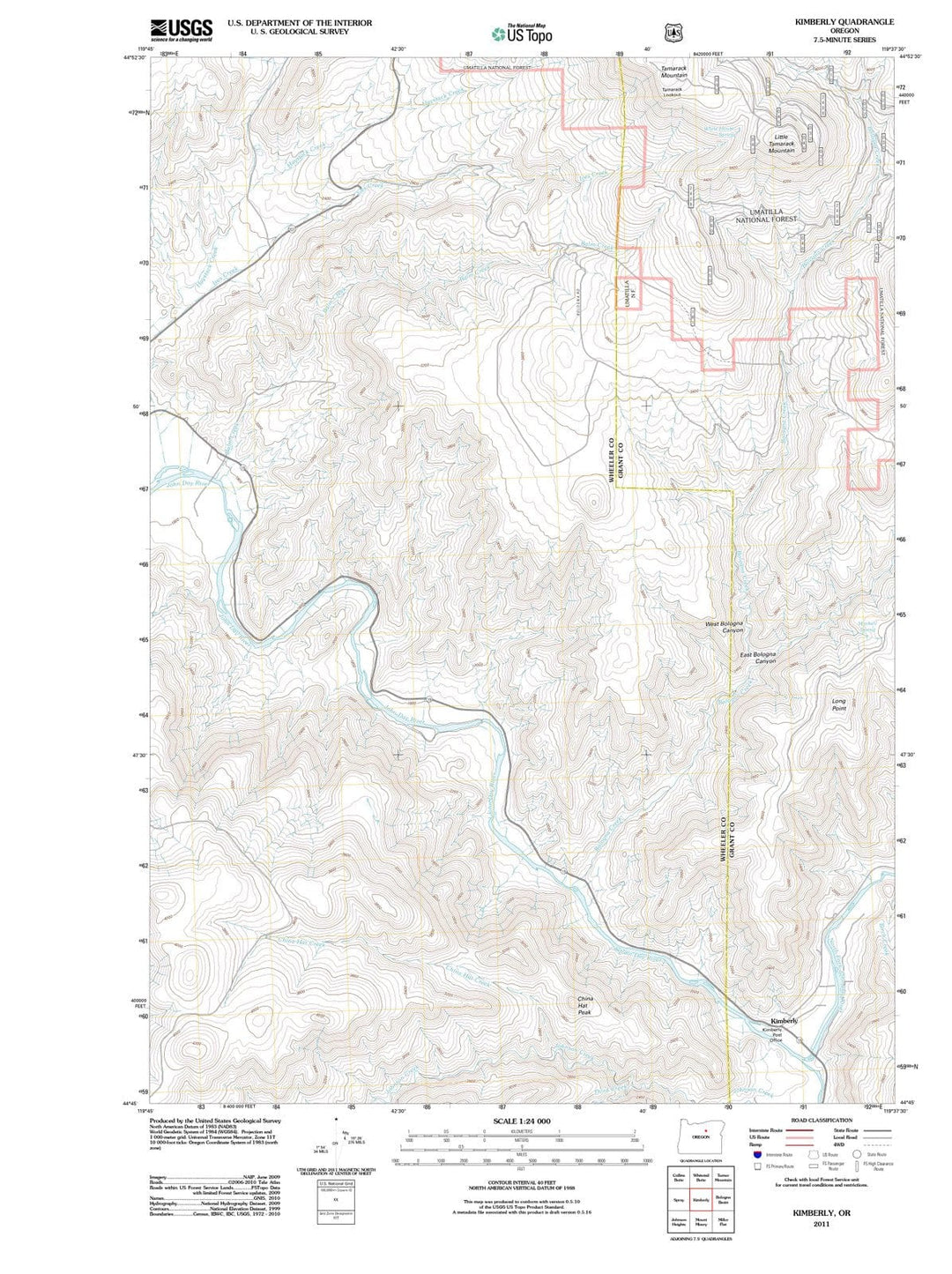 2011 Kimberly, OR - Oregon - USGS Topographic Map