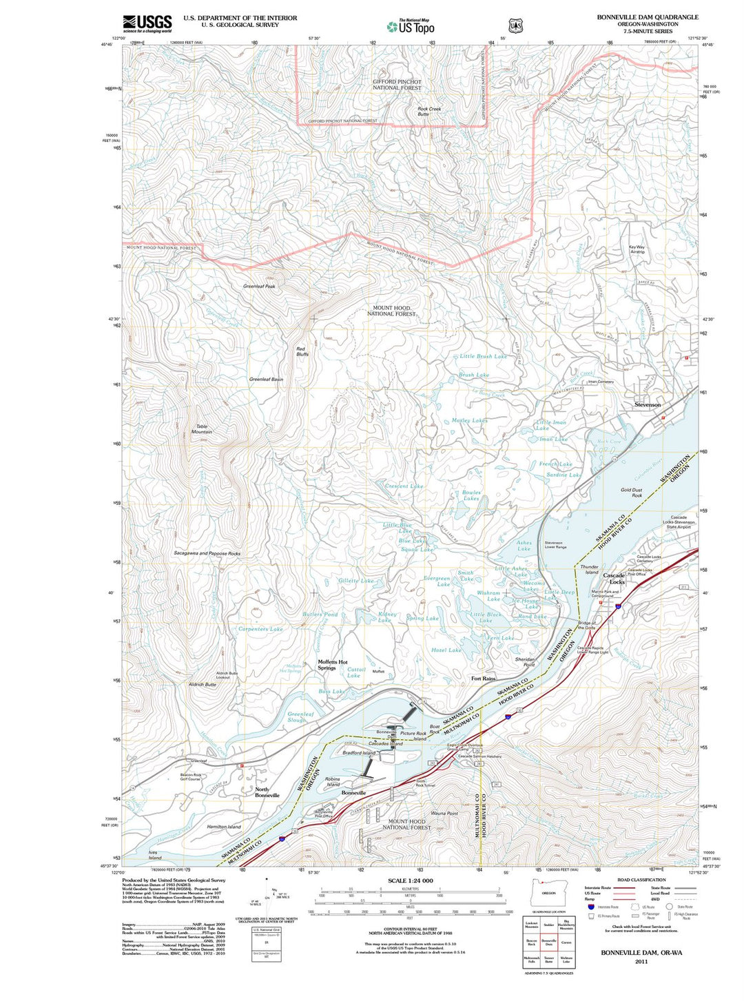 2011 Bonnevilleam, OR - Oregon - USGS Topographic Map