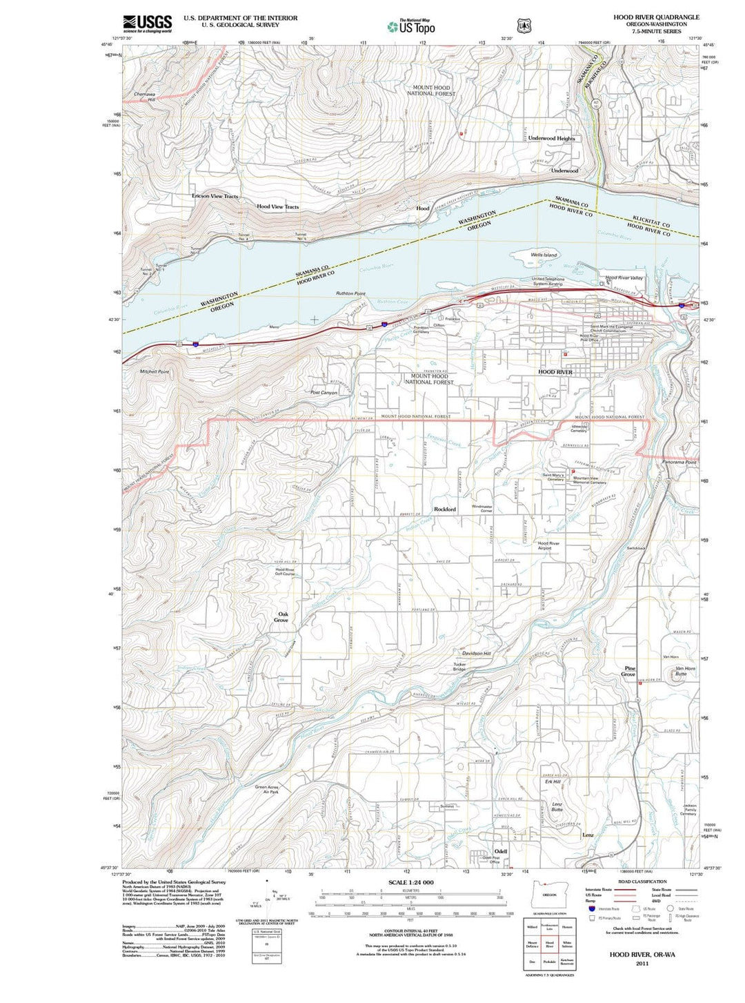 2011 Hood River, OR - Oregon - USGS Topographic Map
