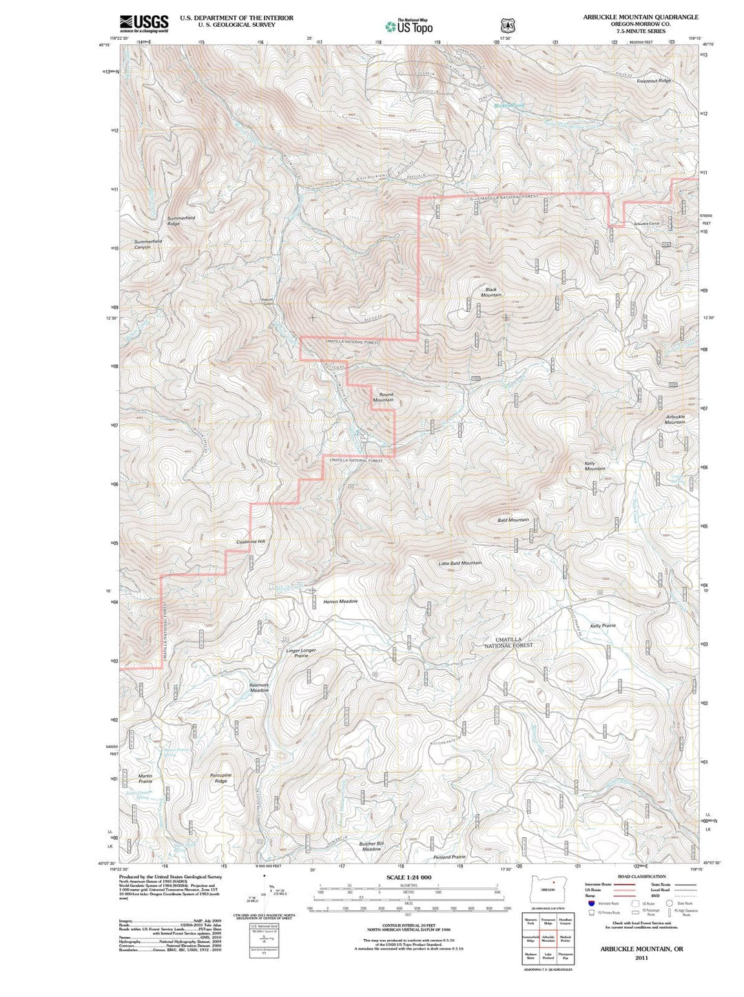 2011 Arbuckle Mountain, OR - Oregon - USGS Topographic Map