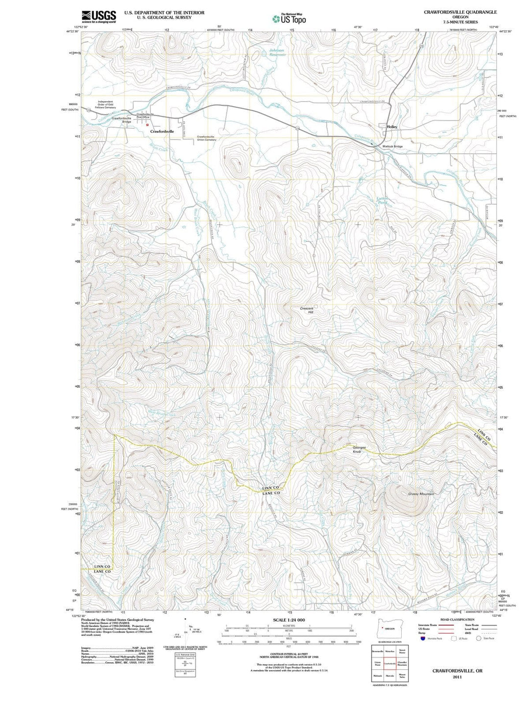 2011 Crawfordsville, OR - Oregon - USGS Topographic Map