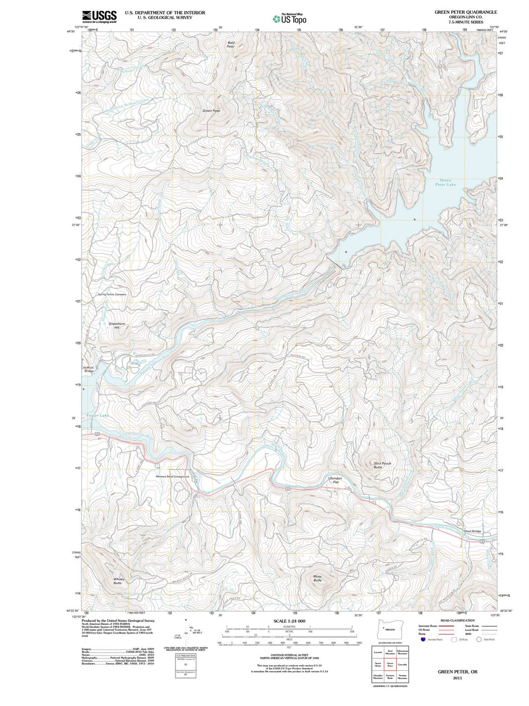 2011 Green Peter, OR - Oregon - USGS Topographic Map