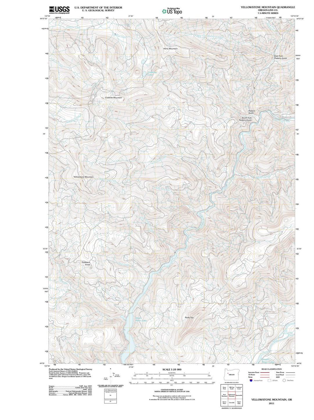 2011 Yellowstone Mountain, OR - Oregon - USGS Topographic Map