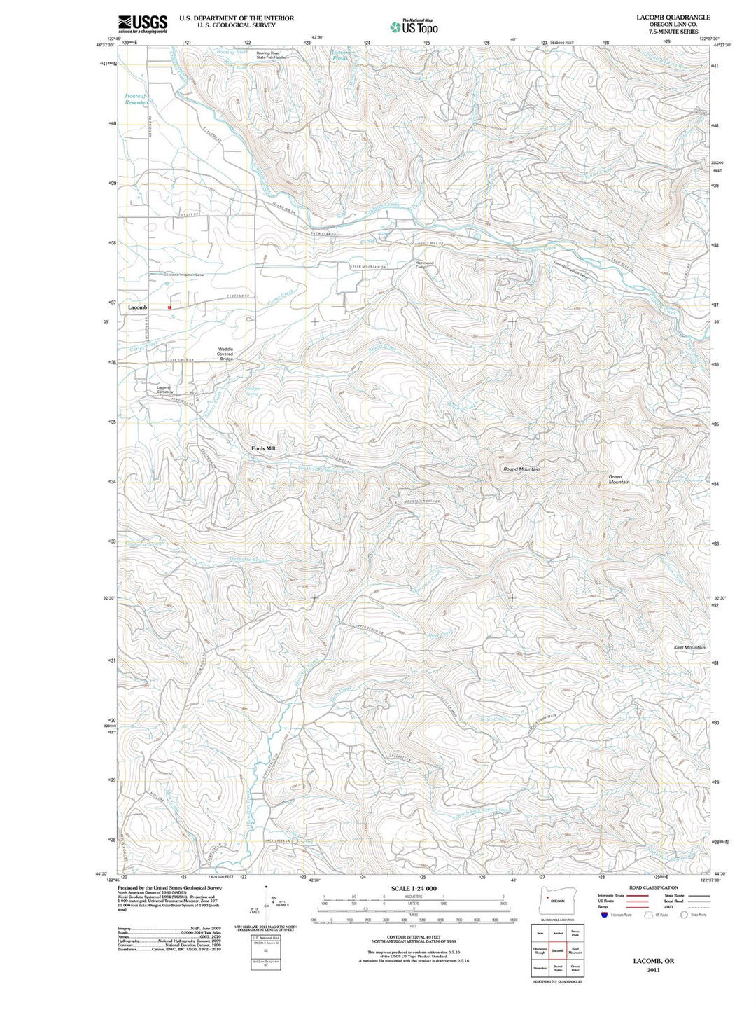 2011 Lacomb, OR - Oregon - USGS Topographic Map