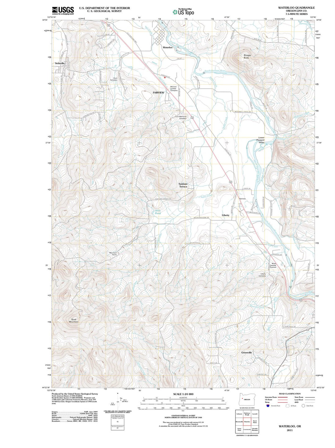2011 Waterloo, OR - Oregon - USGS Topographic Map
