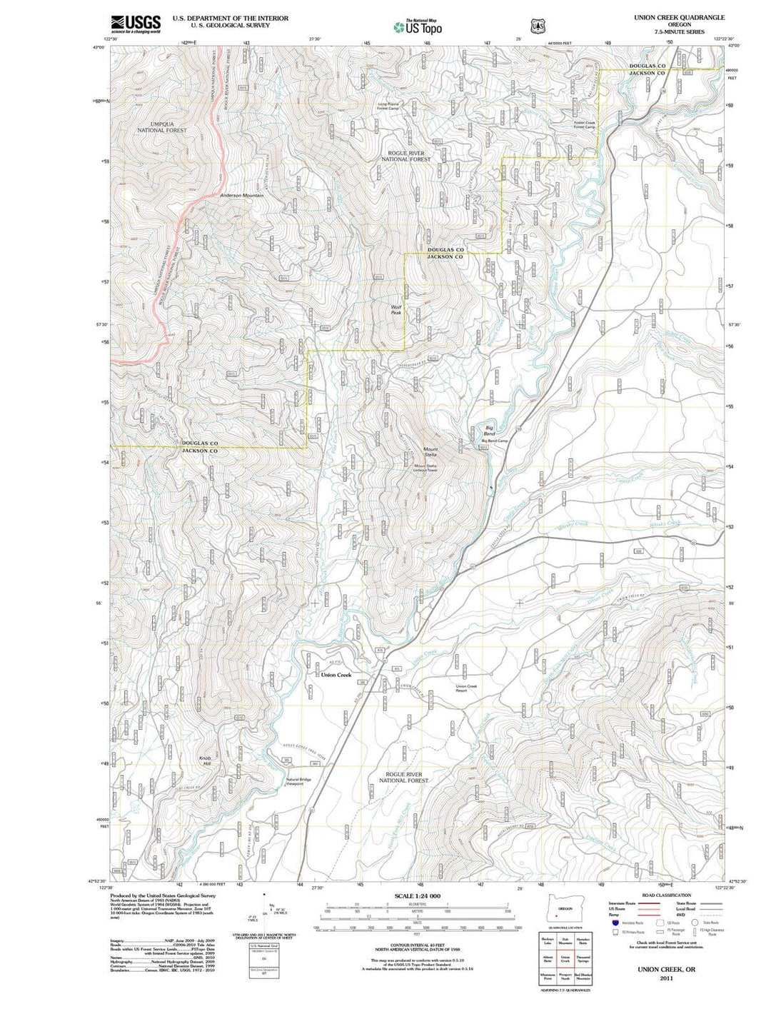 2011 Union Creek, OR - Oregon - USGS Topographic Map