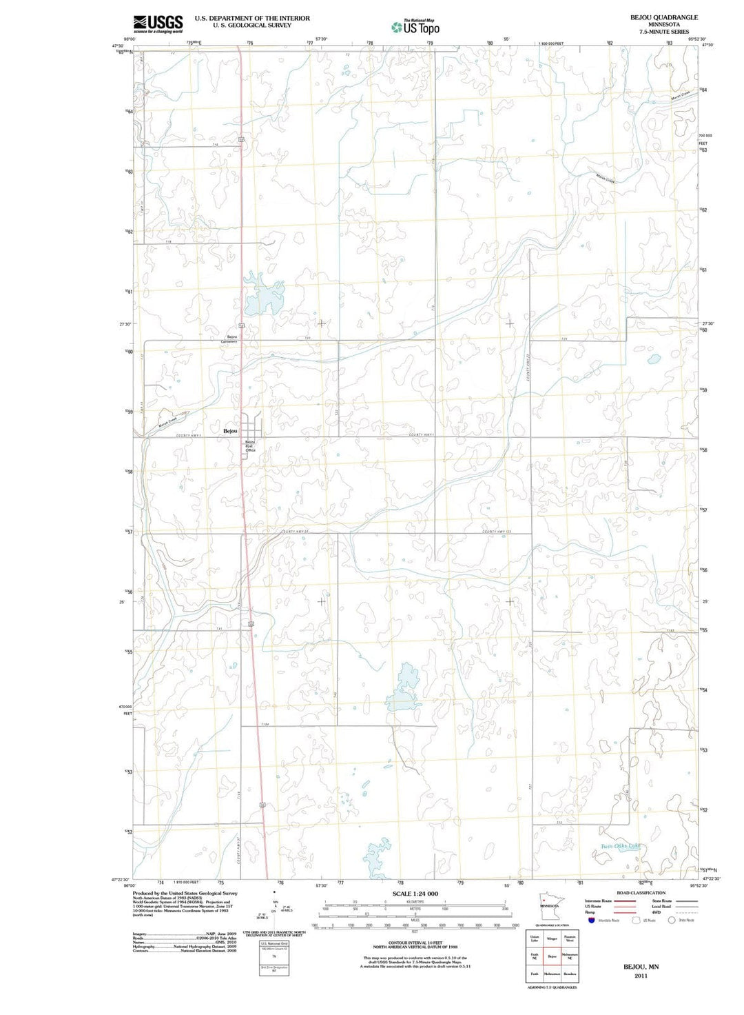 2011 Bejou, MN - Minnesota - USGS Topographic Map