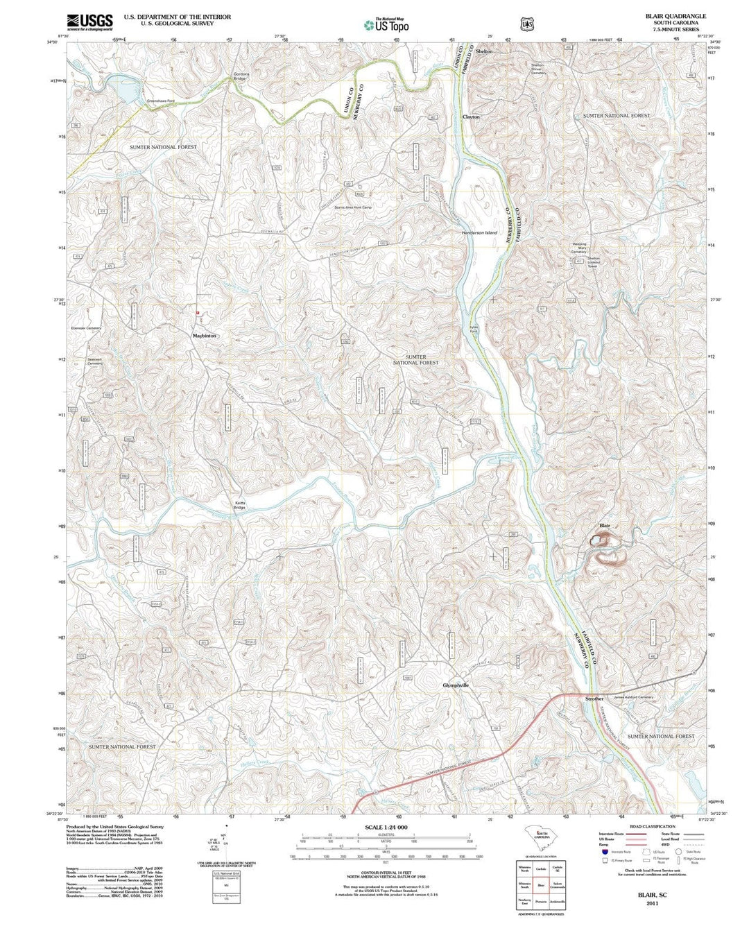 2011 Blair, SC - South Carolina - USGS Topographic Map