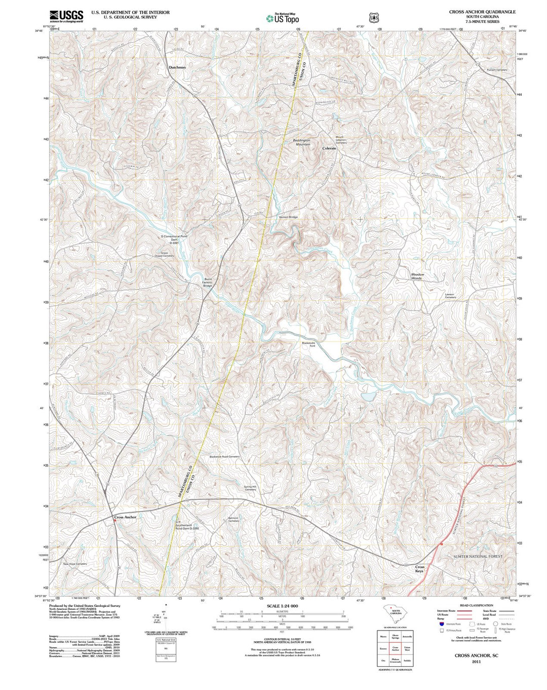2011 Cross Anchor, SC - South Carolina - USGS Topographic Map
