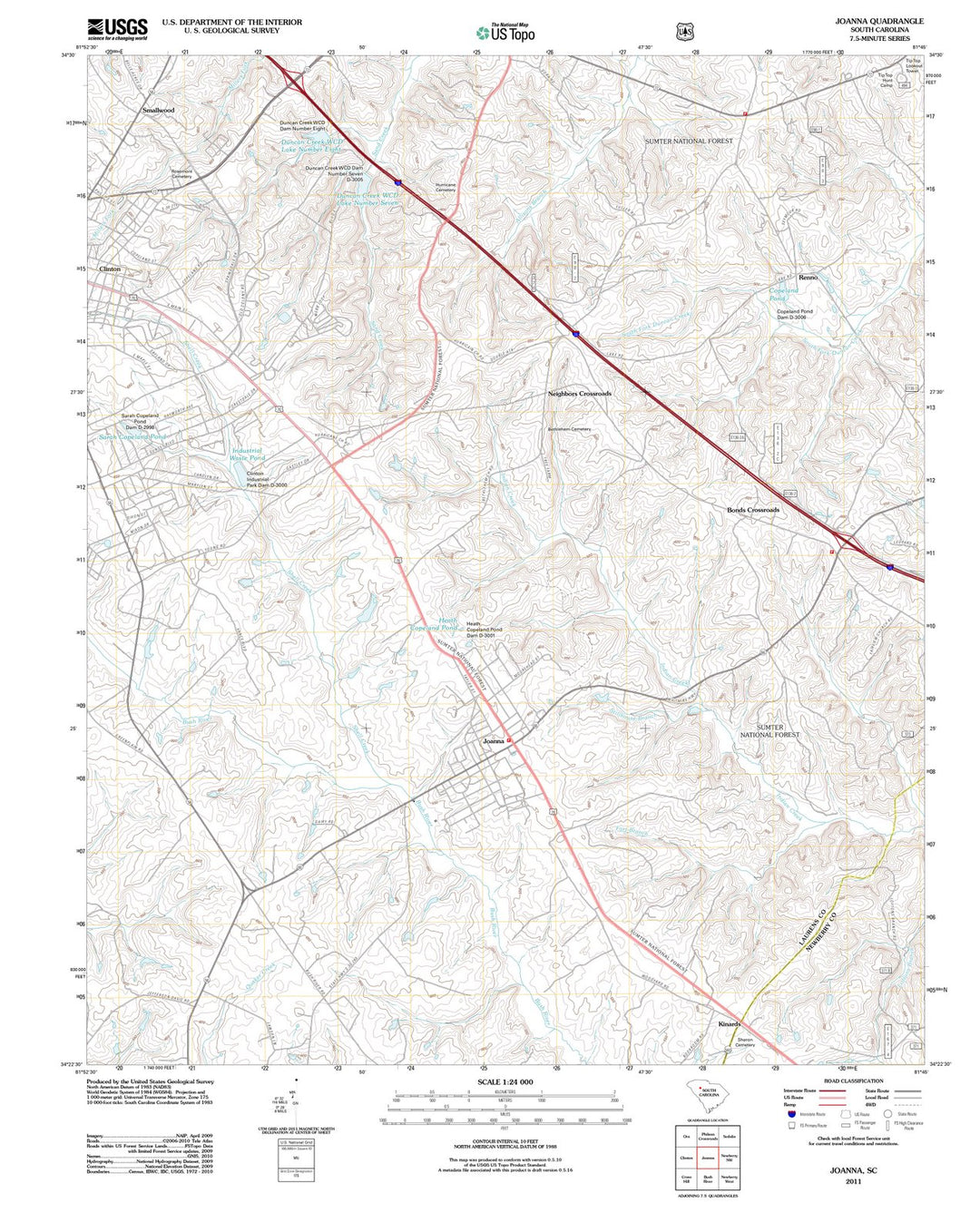 2011 Joanna, SC - South Carolina - USGS Topographic Map