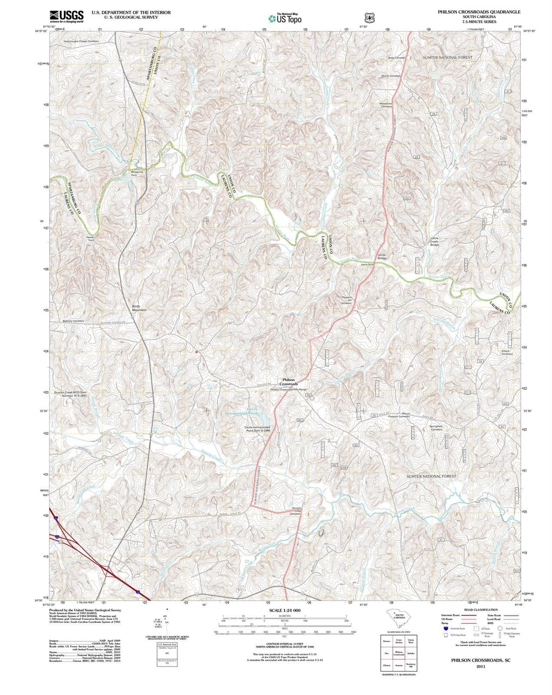 2011 Philson Crossroads, SC - South Carolina - USGS Topographic Map