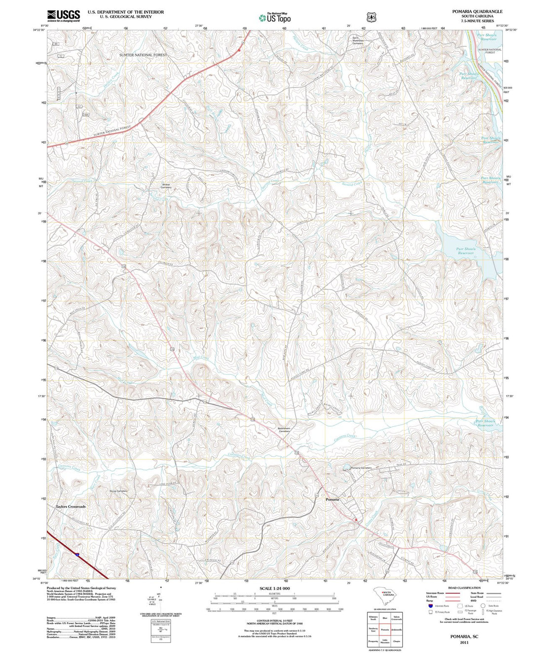 2011 Pomaria, SC - South Carolina - USGS Topographic Map