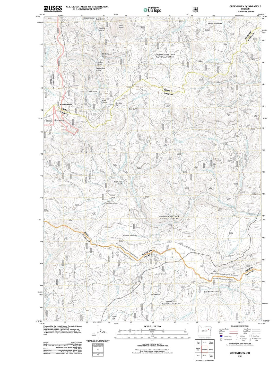 2011 Greenhorn, OR - Oregon - USGS Topographic Map