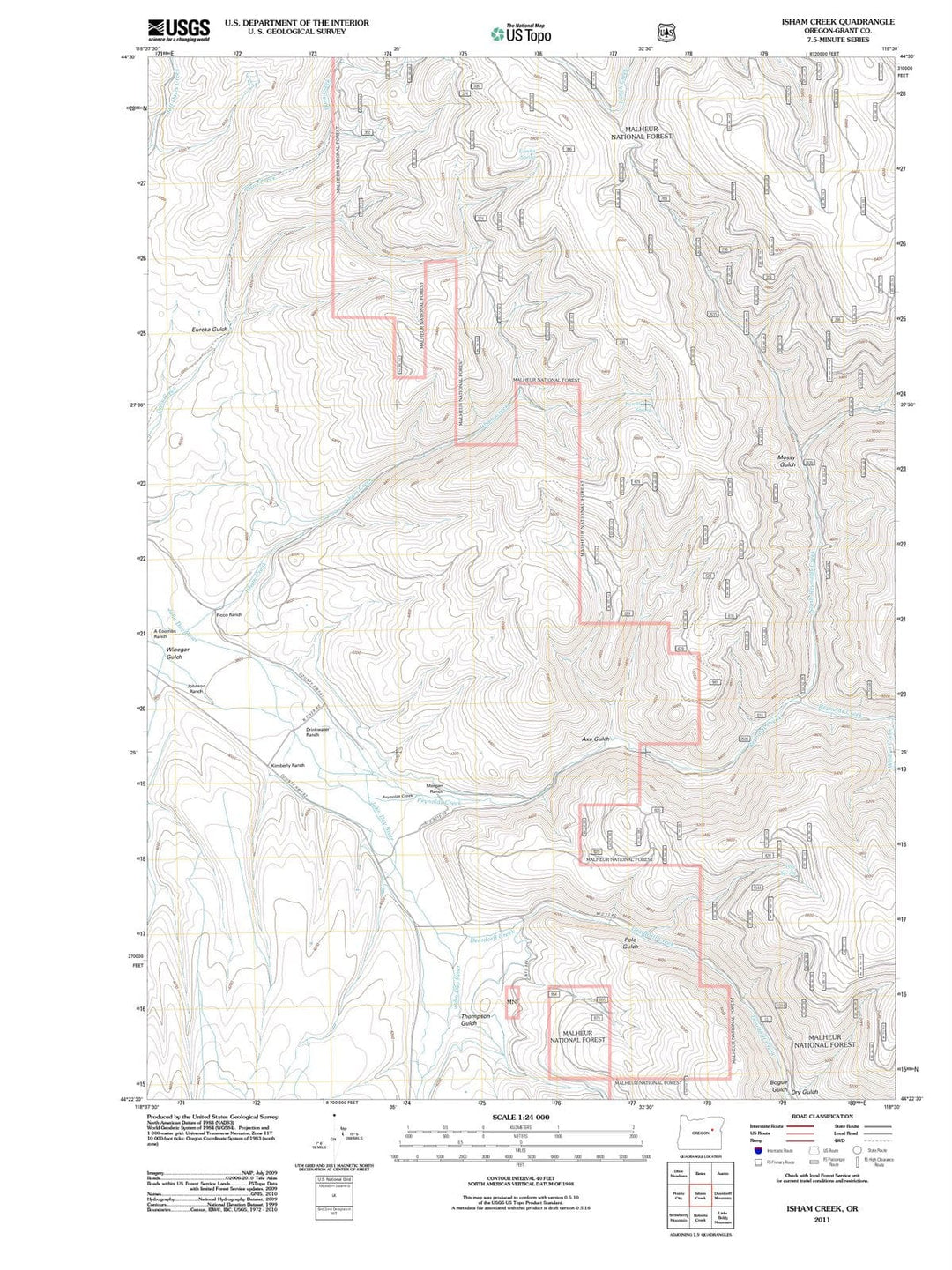2011 Isham Creek, OR - Oregon - USGS Topographic Map