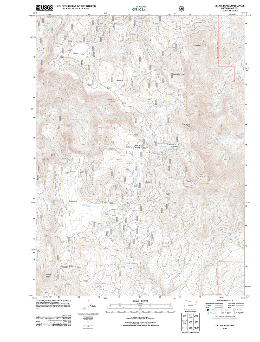 2011 Crook Peak, OR - Oregon - USGS Topographic Map