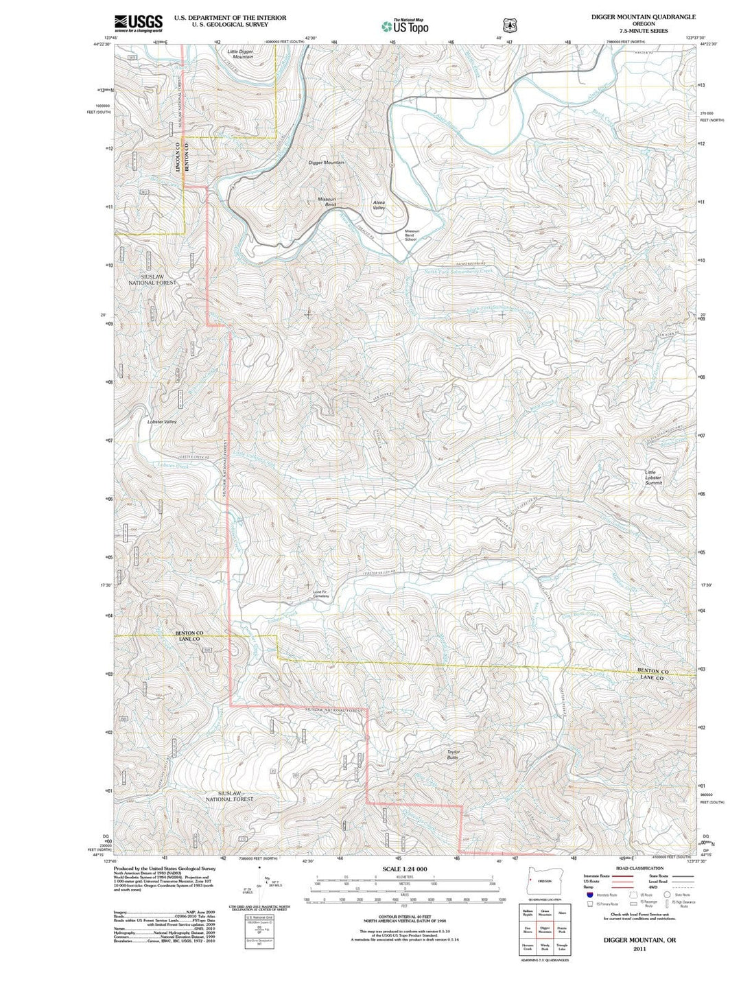 2011 Digger Mountain, OR - Oregon - USGS Topographic Map