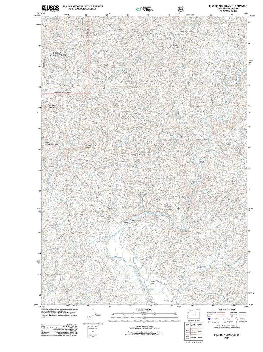 2011 Euchre Mountain, OR - Oregon - USGS Topographic Map